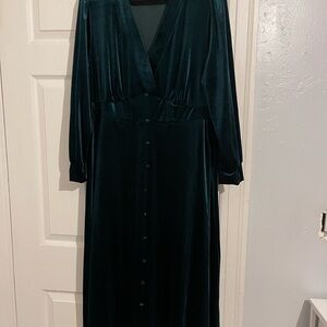 BloomChic Deep Teal Velvet Long Sleeve Dress
